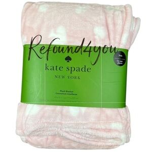 Kate Spade - ‘Soft Pink Logo’ Plush Blanket. 68” x 90”. Twin size.  NWT. Firm!